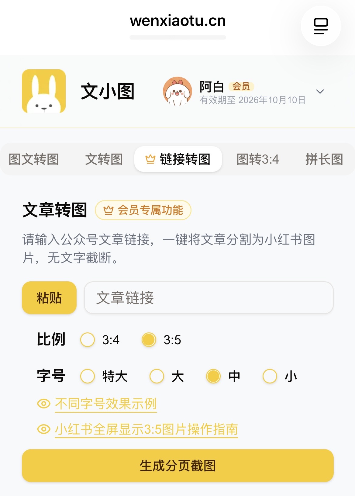 链接转图功能界面